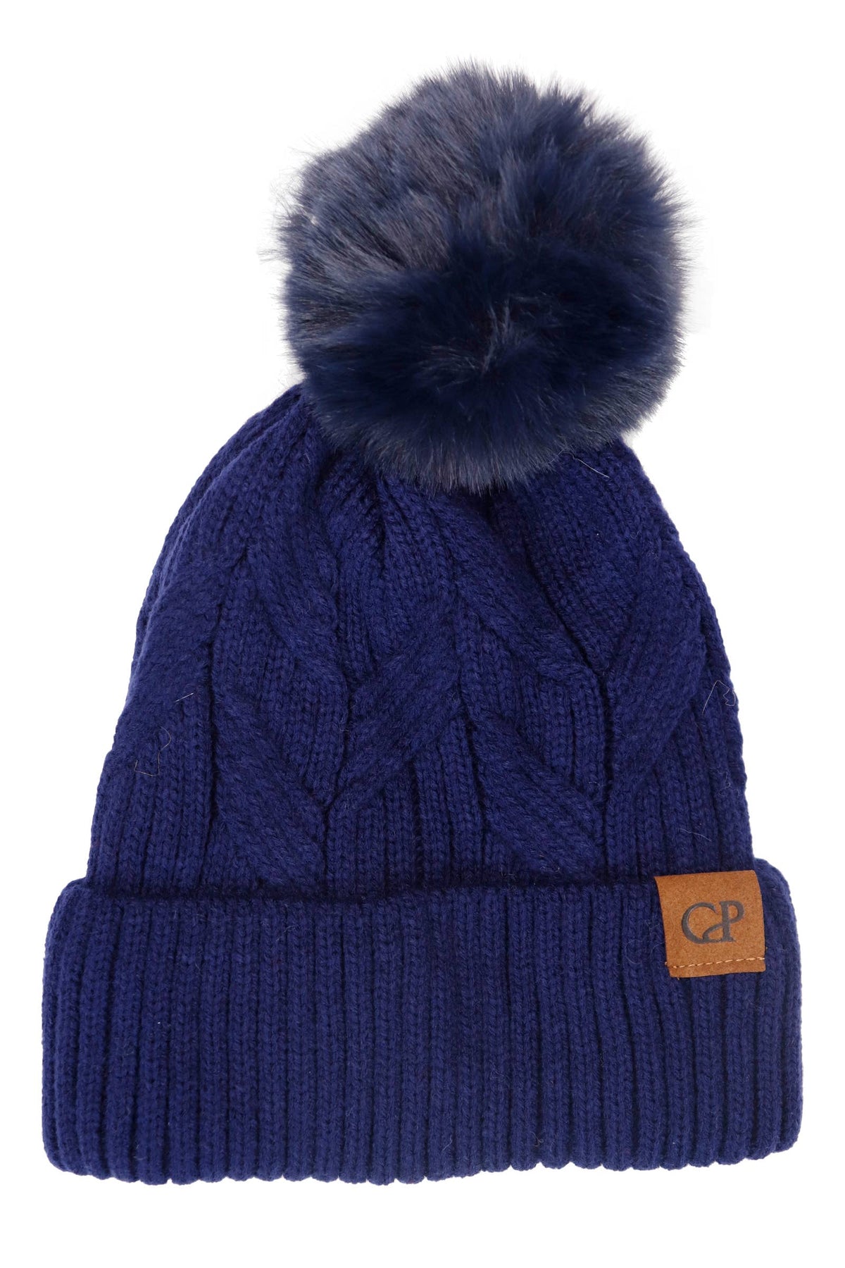 Coil Chevron Knitted Fleece Lined Beanie