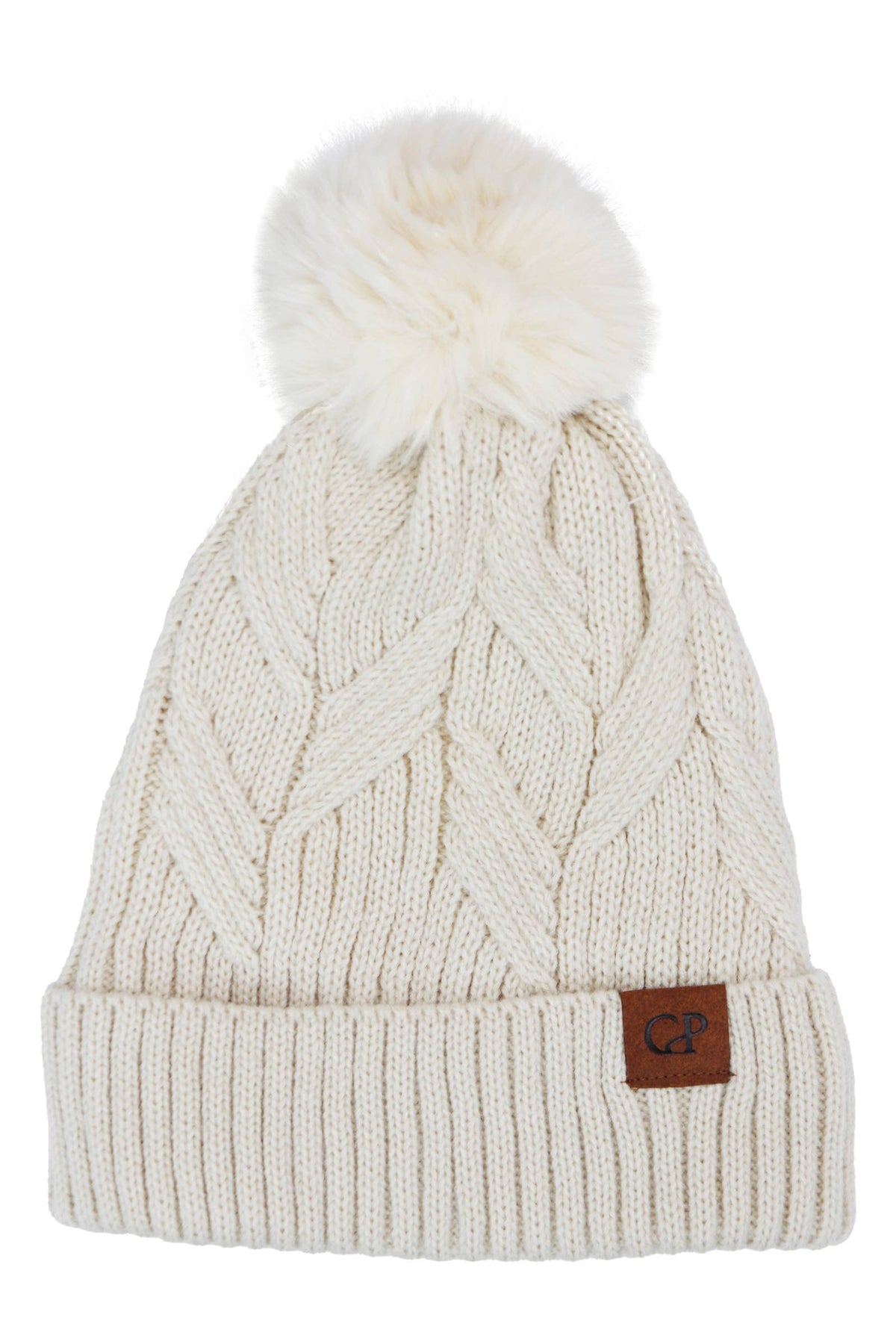 Coil Chevron Knitted Fleece Lined Beanie
