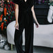 Drawstring Surplice Short Sleeve Jumpsuit