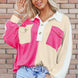 Pocketed Contrast Long Sleeve Sweatshirt