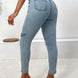 Decorative Buckle Skinny Jeans with Pockets