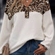 Waffle-Knit Leopard V-Neck Long Sleeve Blouse