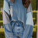 Patchwork Color Block Round Neck Long Sleeve Top