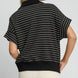 Umgee Striped Half Zip Short Sleeve Sweatshirt
