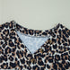 Waffle-Knit Leopard V-Neck Long Sleeve Blouse