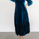V-Neck Long Sleeve Midi Velvet Dress