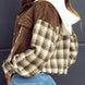 Raw Hem Plaid Cropped Hooded Jacket