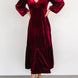 V-Neck Long Sleeve Midi Velvet Dress
