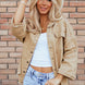 Raw Hem Pearl Trim Dropped Shoulder Denim Jacket