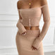 Devine Decorative Button Off-Shoulder Top and Skirt Set