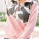 Cow Print Half Zip Drawstring Hoodie