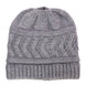 Classic Ponytail Chevron Cable Knitted Beanie