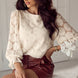 Flower Jacquard Flounce Sleeve Blouse