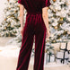 Drawstring Surplice Short Sleeve Jumpsuit