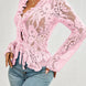 Tied V-Neck Long Sleeve Lace Top