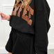 COFFEE Sequin Round Neck Long Sleeve Top and Shorts Set