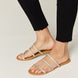 WILD DIVA Rhinestone Three-Strap Flat Sandals