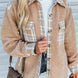 Pocketed Plaid Collared Neck Sherpa Jacket