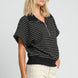 Umgee Striped Half Zip Short Sleeve Sweatshirt
