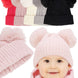 Toddlers Cable Knitted Double Pom Pom Beanie