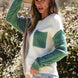 Color Block Round Neck Long Sleeve Sweater