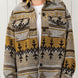 Pocketed Geometric Collared Neck Jacket