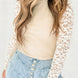 Mock Neck Long Sleeve Lace Patchwork T-Shirt