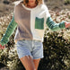 Color Block Round Neck Long Sleeve Sweater