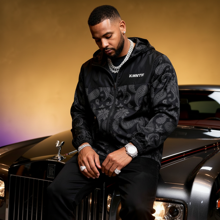 Kimante Paisley Men’s Black Windbreaker Jacket
