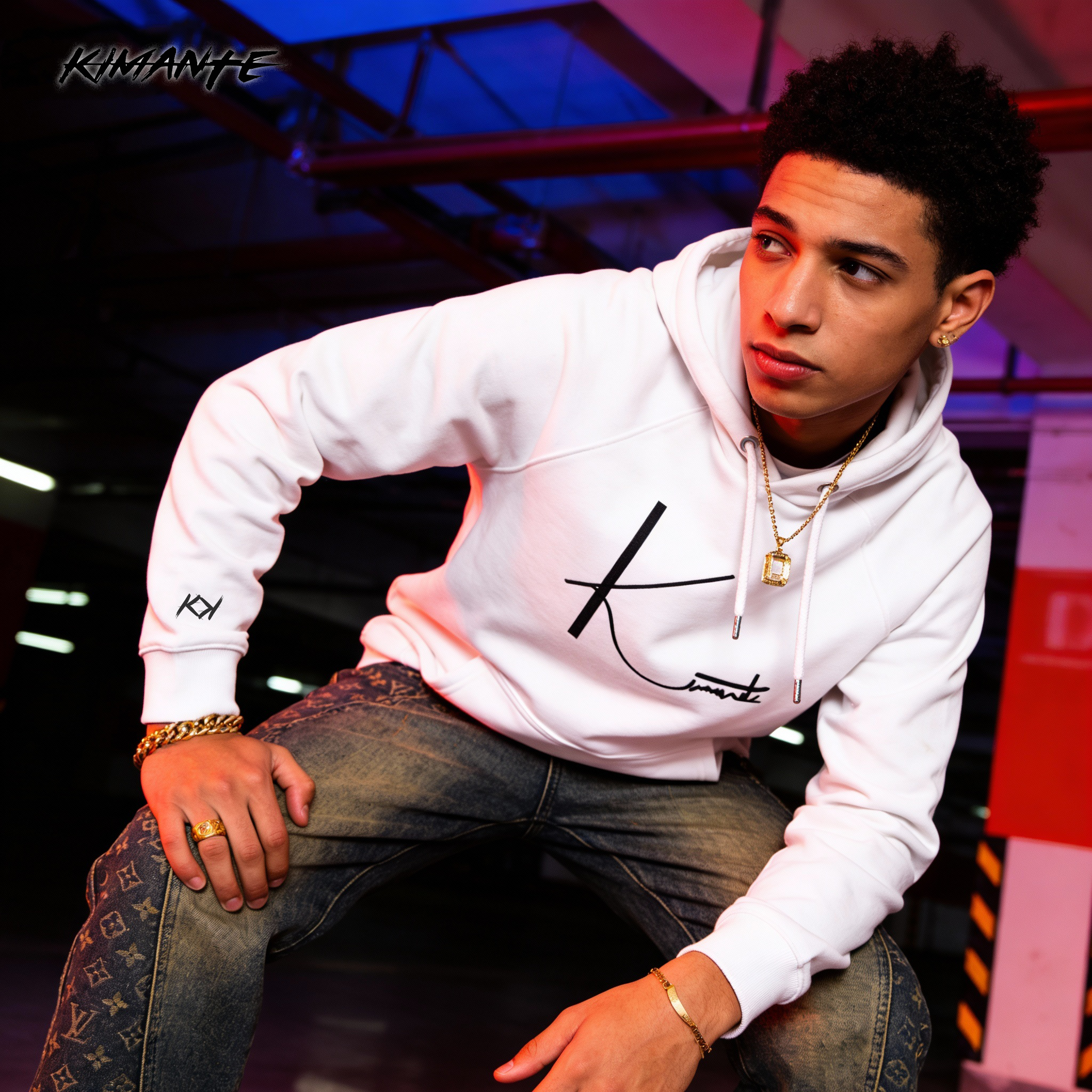 Kimante Black Signature Unisex eco raglan hoodie
