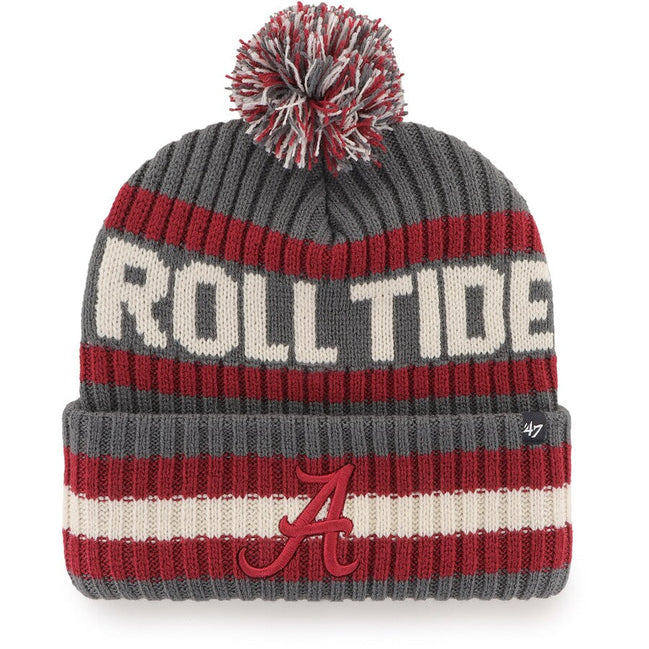 Alabama Crimson Tide - Charcoal Bering Cuff Knit With Pom, 47 Brand