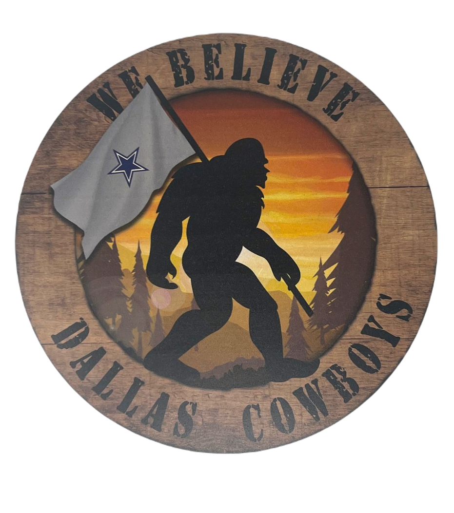 Dallas Cowboys - We Believe Bigfoot Circle Sign 12'' Wall Frame