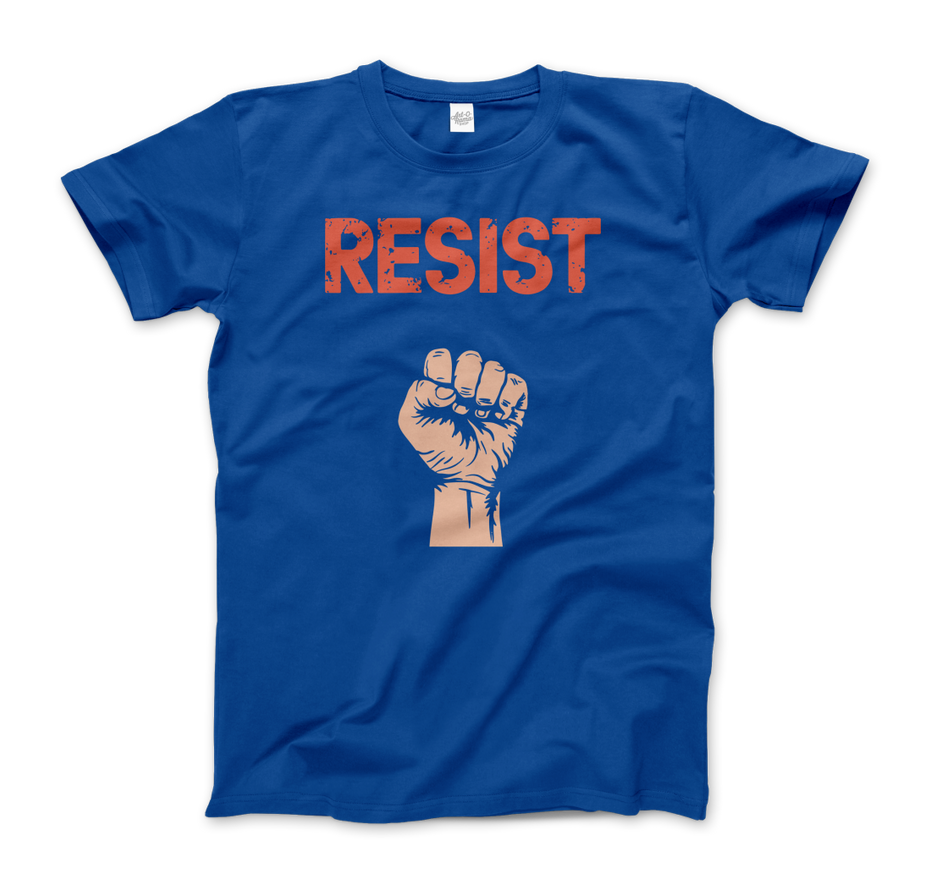 Resist Raised Fist With Distressed Design T-Shirt