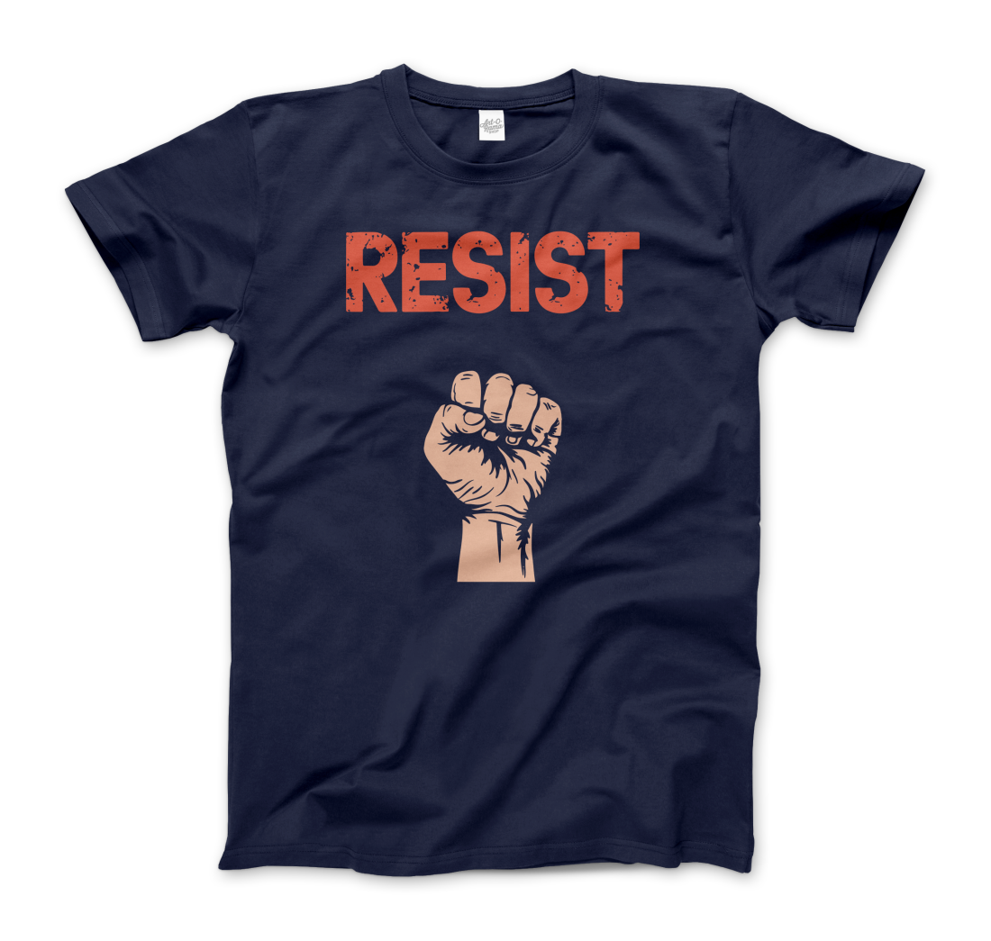 Resist Raised Fist With Distressed Design T-Shirt