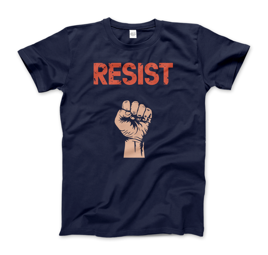 Resist Raised Fist With Distressed Design T-Shirt