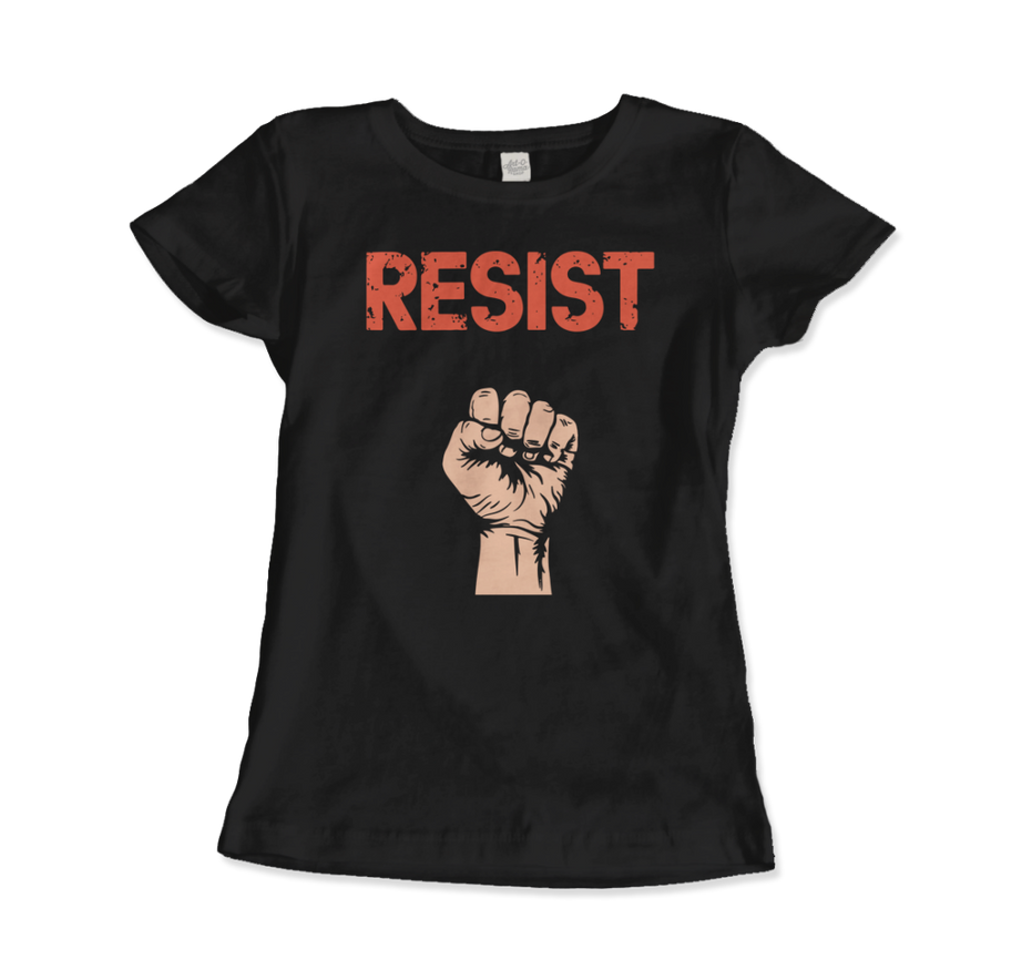 Resist Raised Fist With Distressed Design T-Shirt