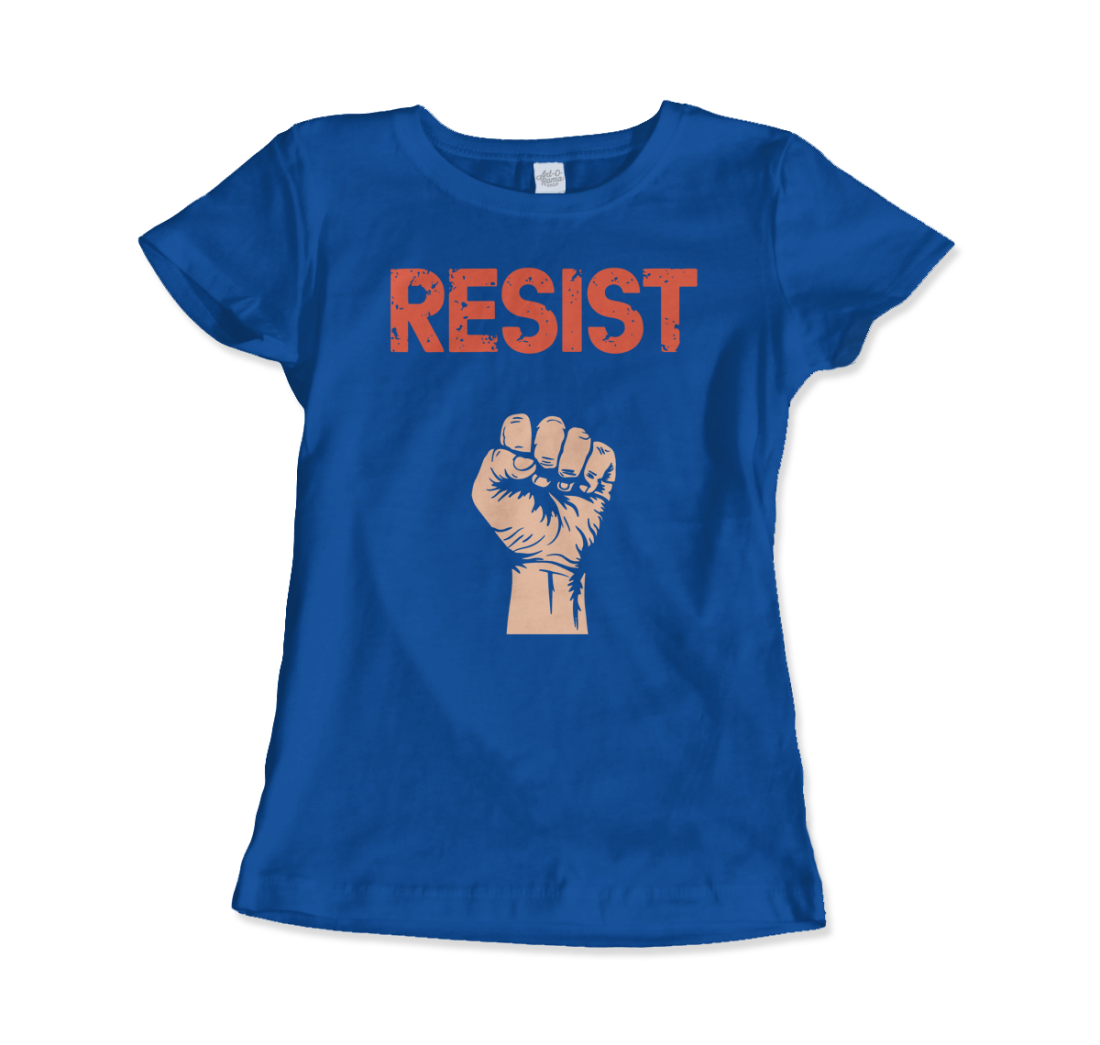 Resist Raised Fist With Distressed Design T-Shirt