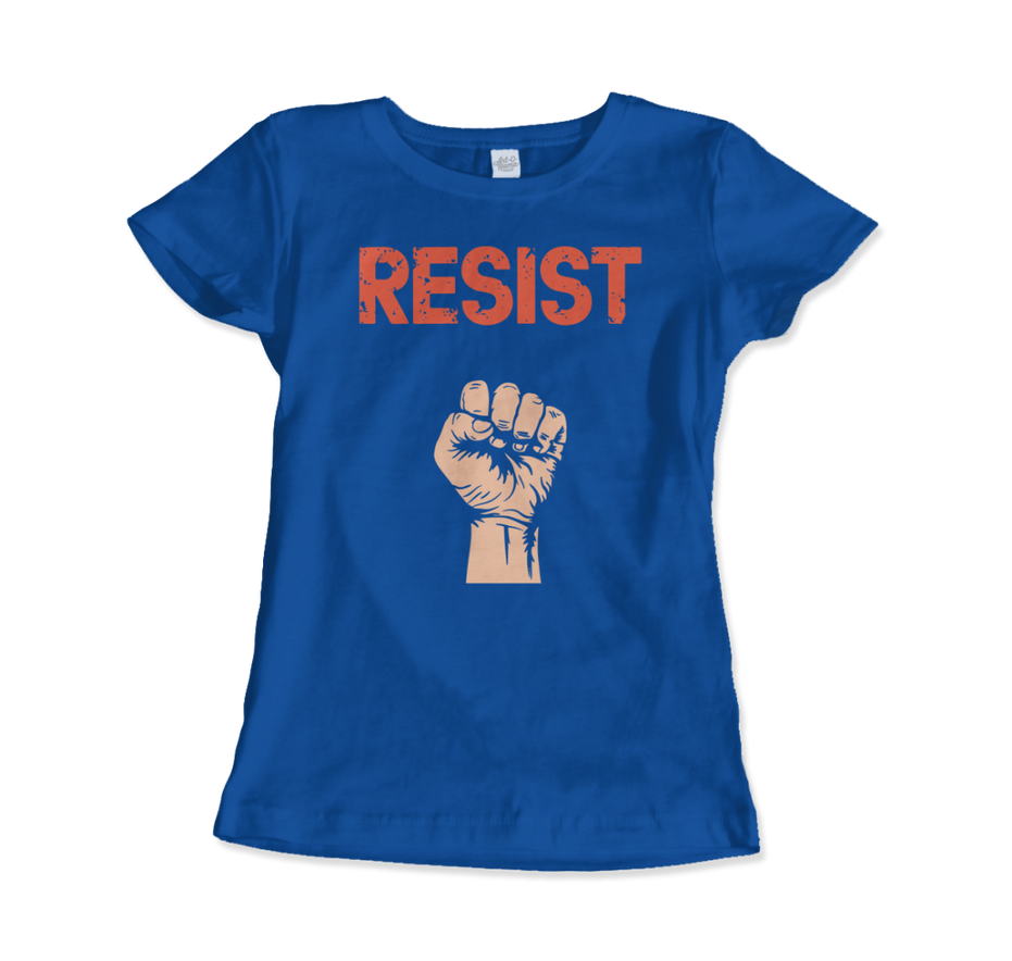 Resist Raised Fist With Distressed Design T-Shirt