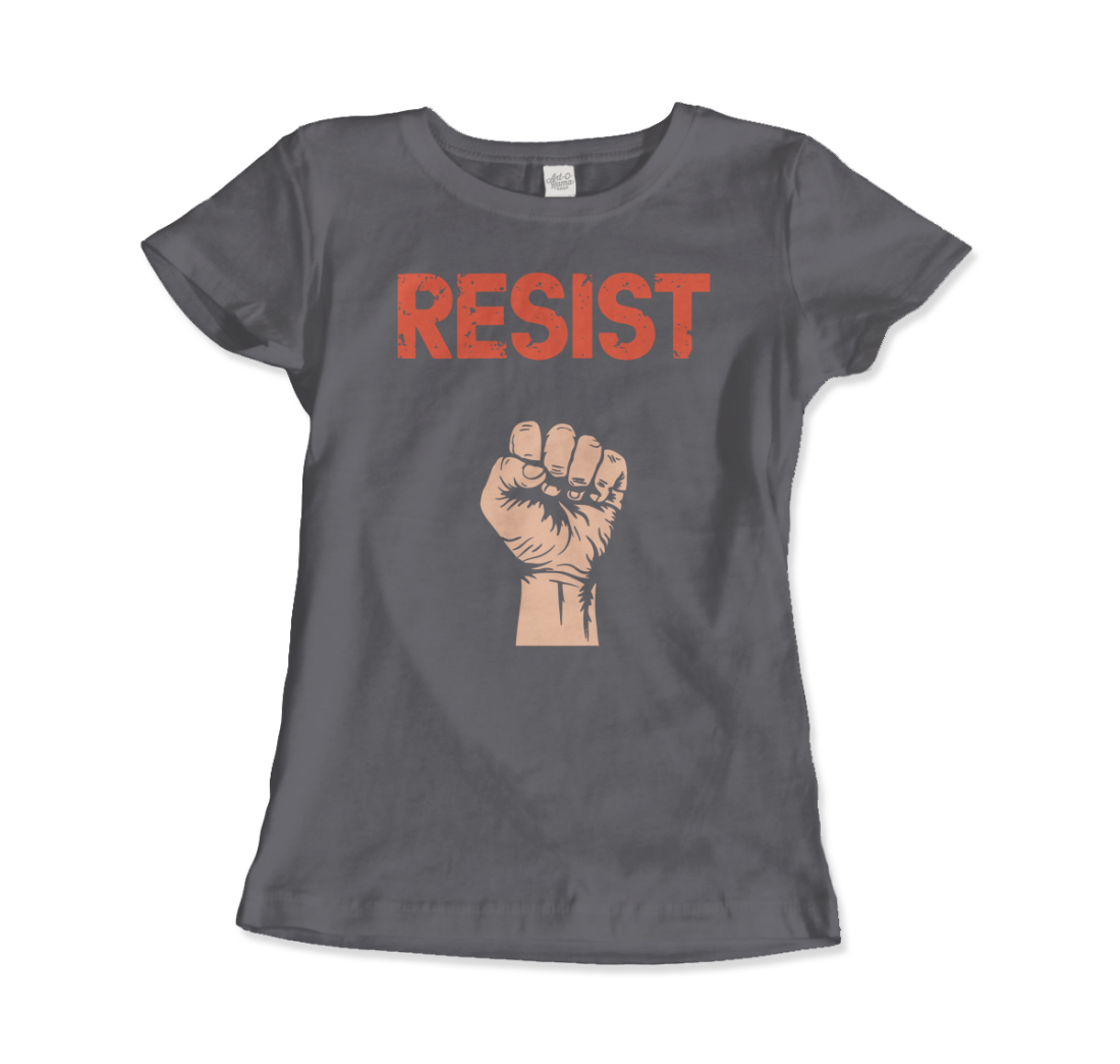Resist Raised Fist With Distressed Design T-Shirt