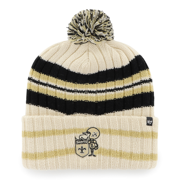 New Orleans Saints - Legacy Natural Hone Cuff Knit Knit Cuff With Pom, 47 Brand