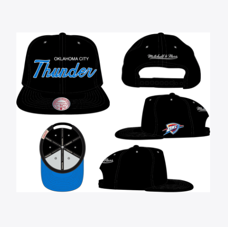 Oklahoma City Thunder - NBA Team Script Snapback Black Hat