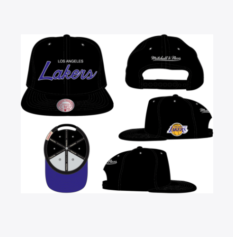 Los Angeles Lakers - NBA Team Script Snapback Black Hat