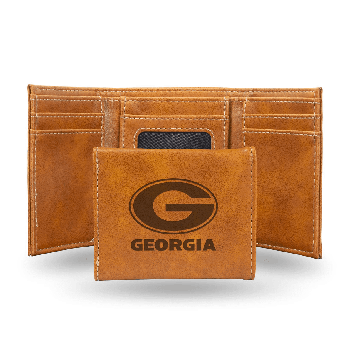 Georgia Bulldogs - NCAA Laser Engraved Brown Trifold Wallet