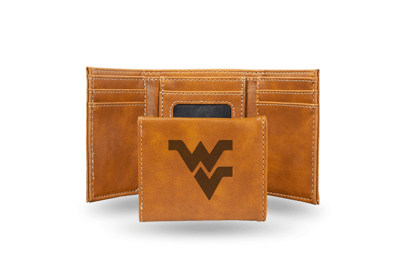 West Virginia Mountaineers - Laser Engraved Trifold Wallet