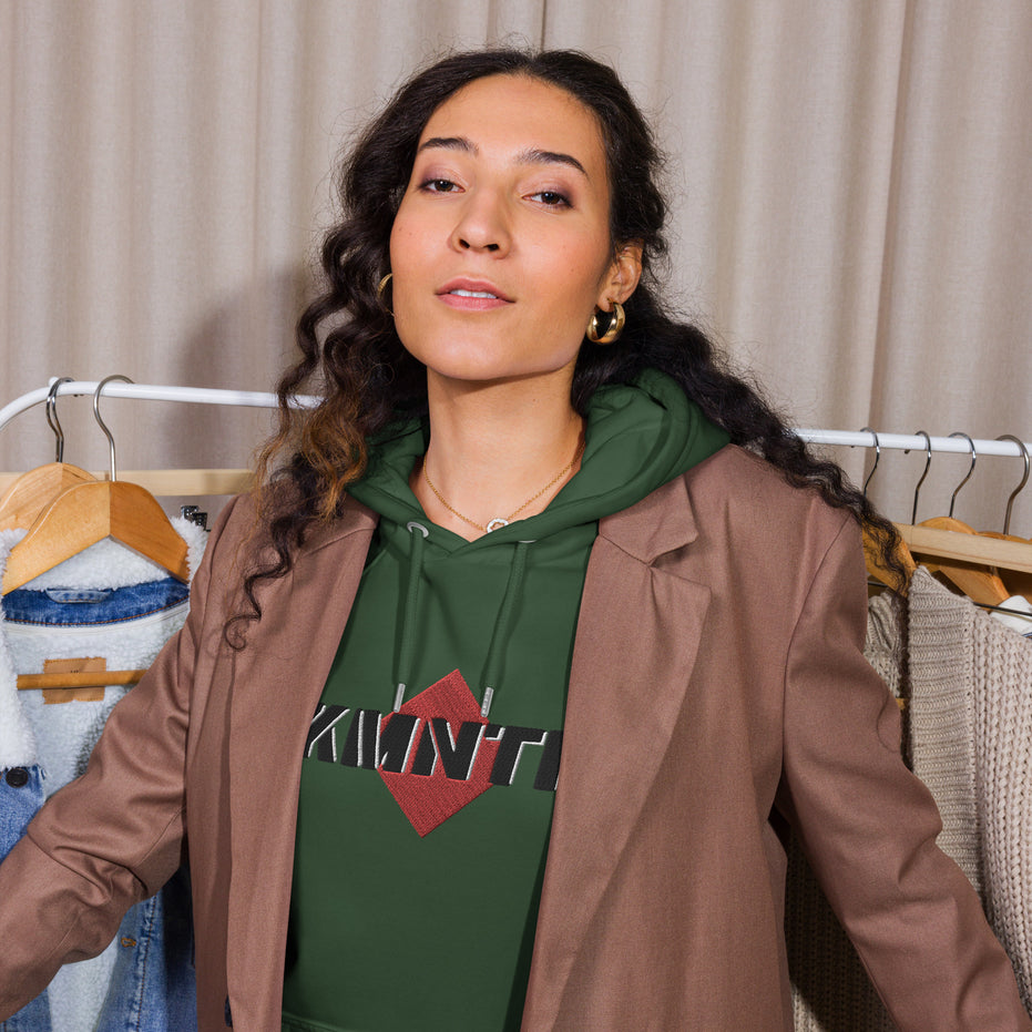 Kimante Stamp Print Unisex Eco Raglan Hoodie