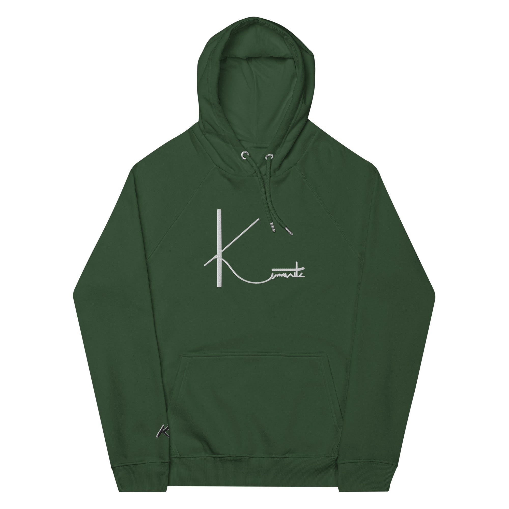 Kimante Signature White Unisex eco raglan hoodie
