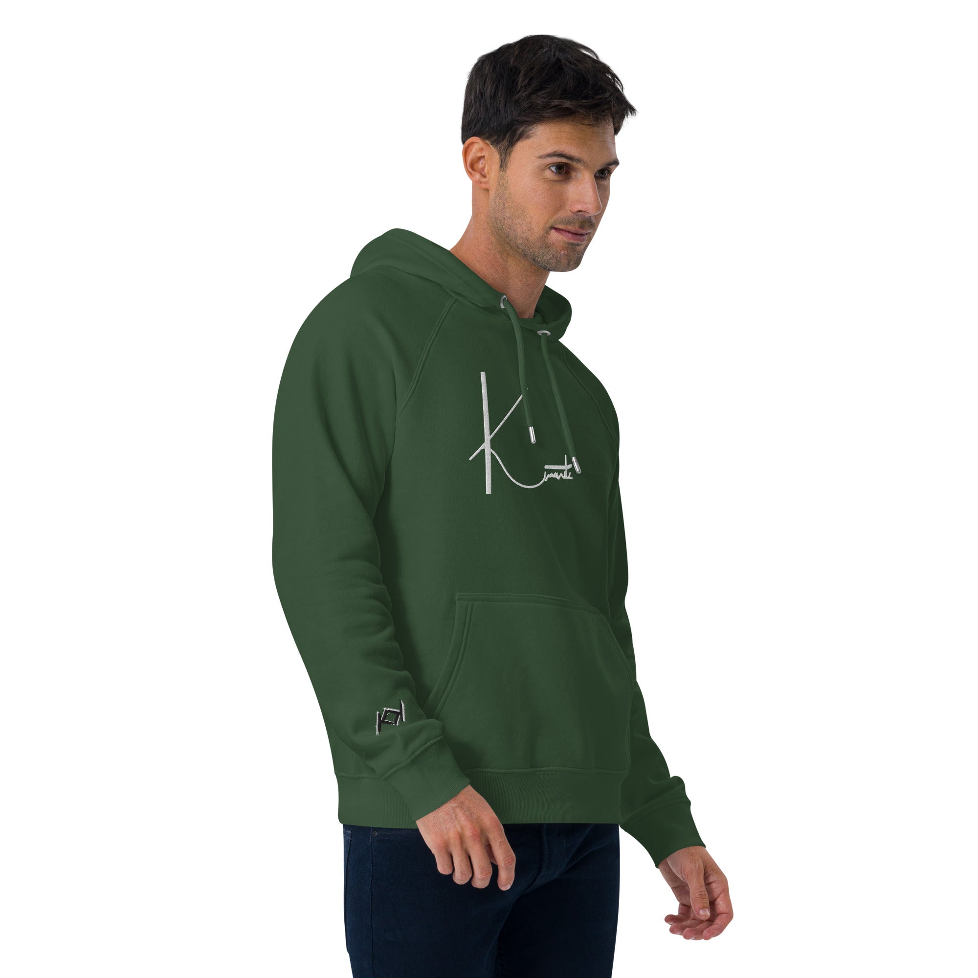 Kimante Signature White Unisex eco raglan hoodie
