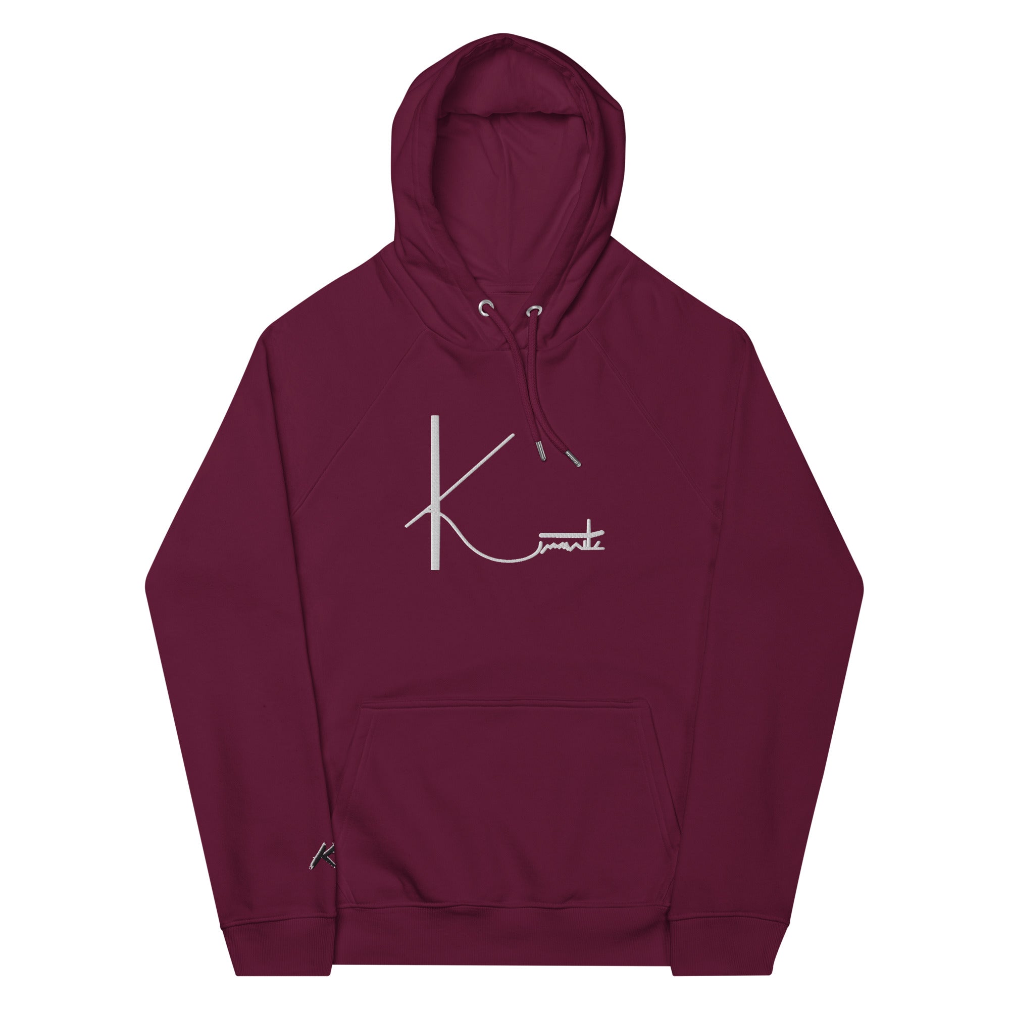 Kimante Signature White Unisex eco raglan hoodie