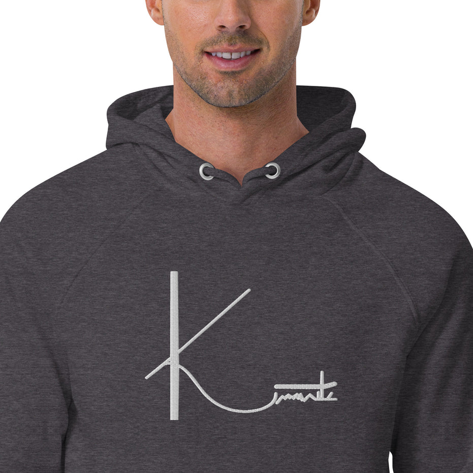 Kimante Signature White Unisex eco raglan hoodie