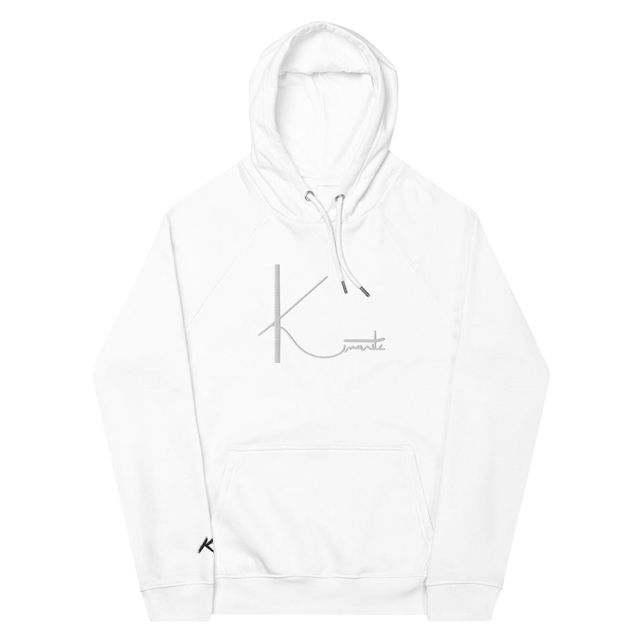 Kimante Signature White Unisex eco raglan hoodie